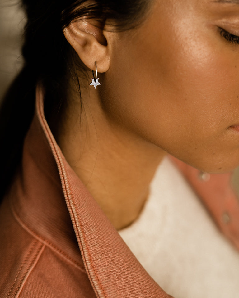 Ear Ring 14 mm, Pendant Star -NT