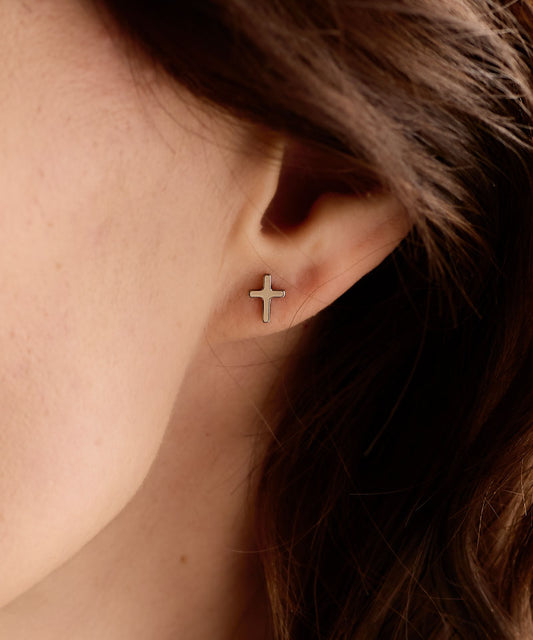 Plain Cross Earring -NT