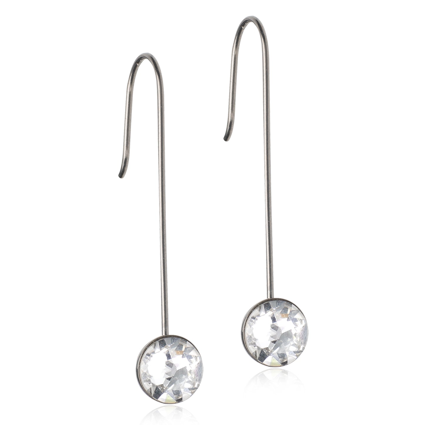 Bezel Hypoallergenic Drop Earrings | Clear