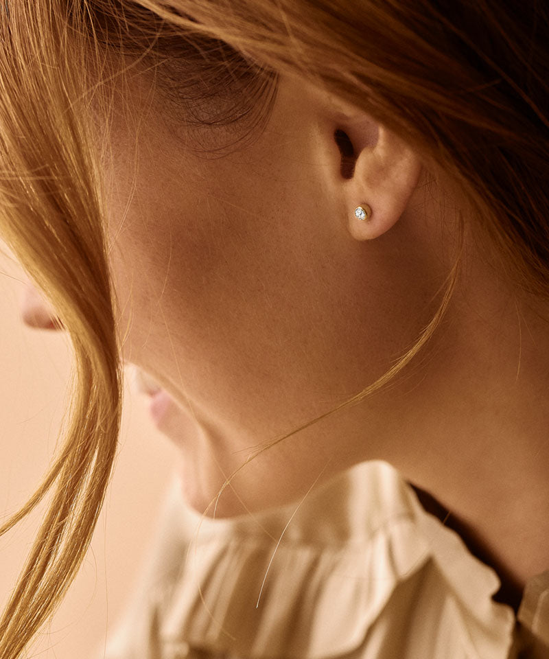 Bezel Earring 4 mm -GT