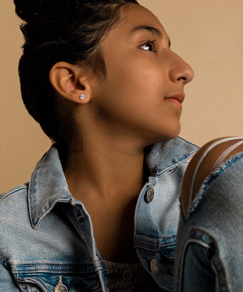 Bezel Earring 6 mm -MP