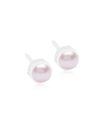 Bezel Pearl Hypoallergenic Stud Earrings | Medical Grade Plastic | 5mm