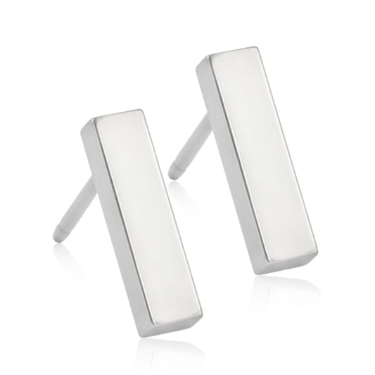 Bar Hypoallergenic Stud Earrings | Silver Titanium