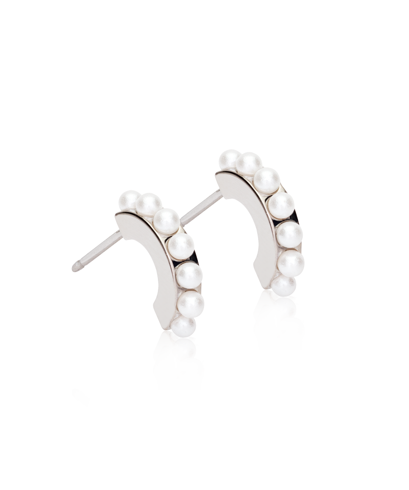 Pendant Pearl Curved Earring -NT