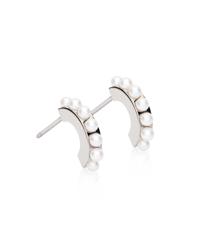 Pendant Pearl Curved Earring -NT