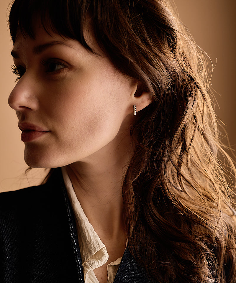 Pendant Pearl Curved Earring -NT