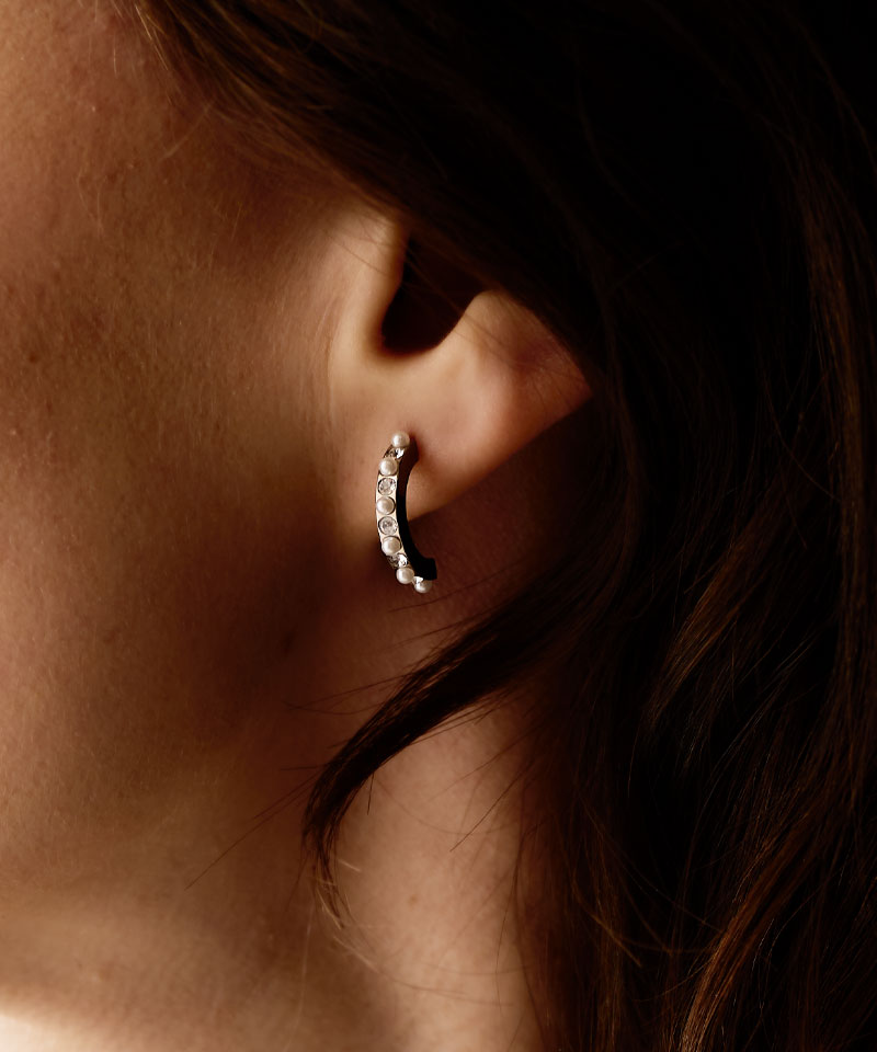 Pendant Mixed Curved Earring -NT