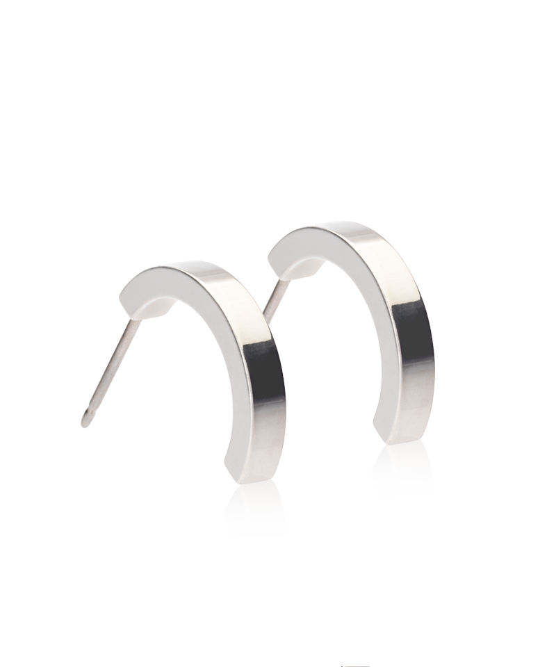 Half Hoop Earrings | Hypoallergenic | Silver Titanium