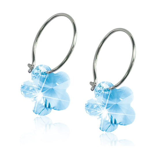 Crystal Flower Hoops 14mm