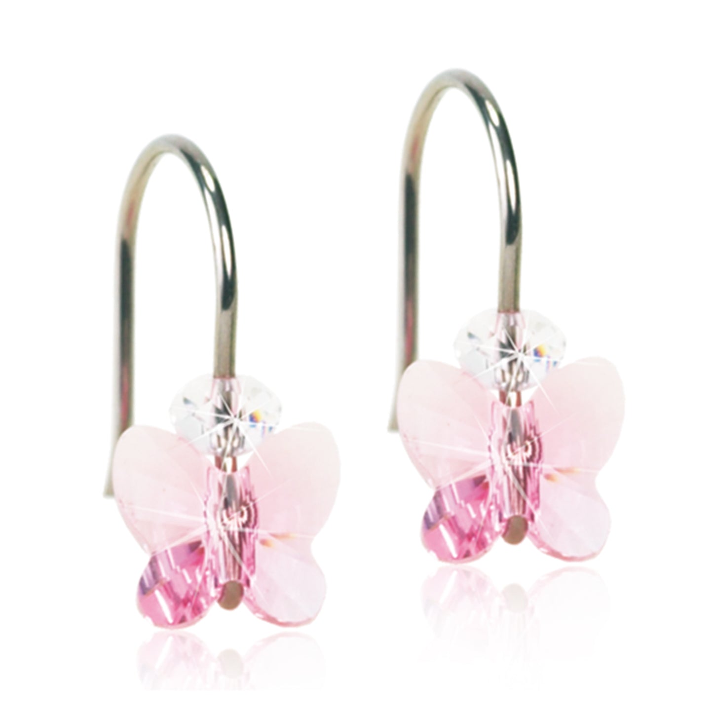 Butterfly Hook Earrings | Hypoallergenic | Light Rose