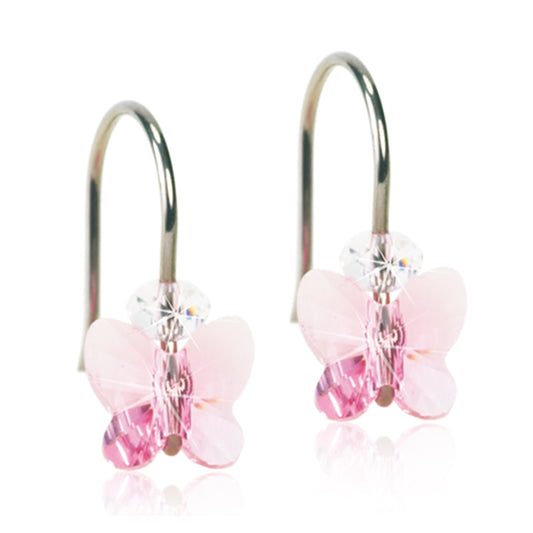 Butterfly Hook Earrings | Hypoallergenic | Light Rose