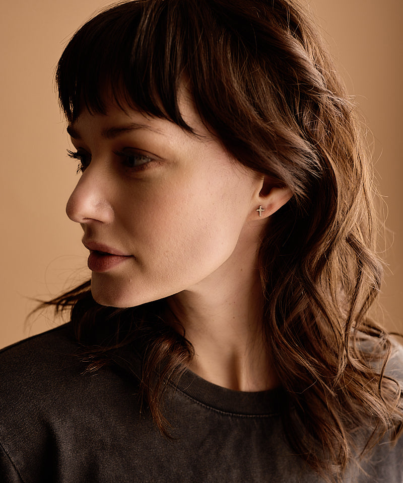 Plain Cross Earring -NT