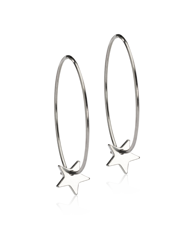 Ear Ring 25 mm, Pendant Star -NT