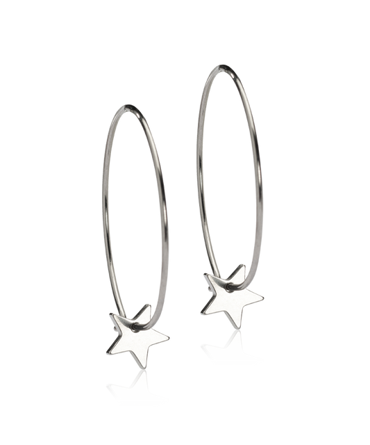 Ear Ring 25 mm, Pendant Star -NT