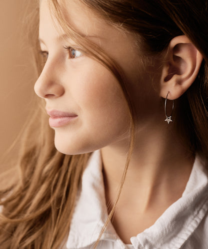 Ear Ring 25 mm, Pendant Star -NT