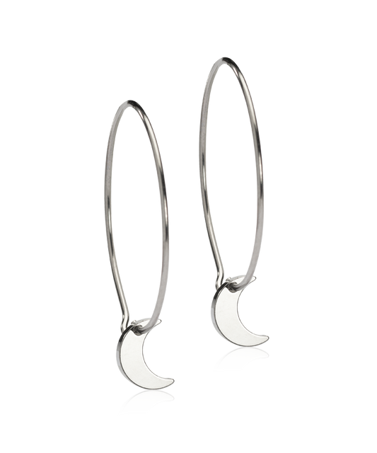 Ear Ring 25 mm, Pendant Moon -NT