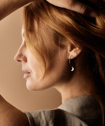 Ear Ring 25 mm, Pendant Moon -NT