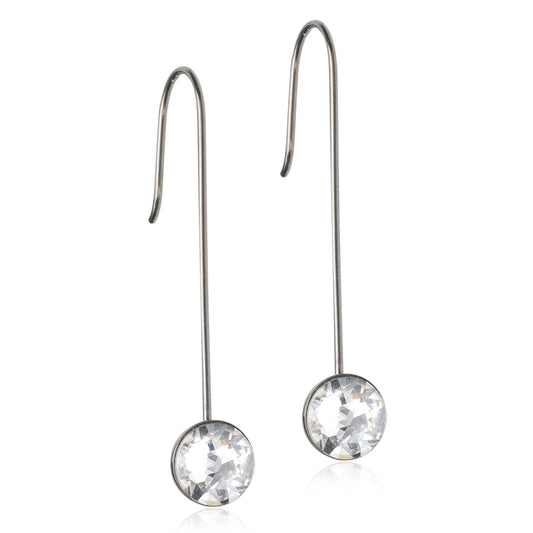 Bezel Hypoallergenic Drop Earrings | Clear