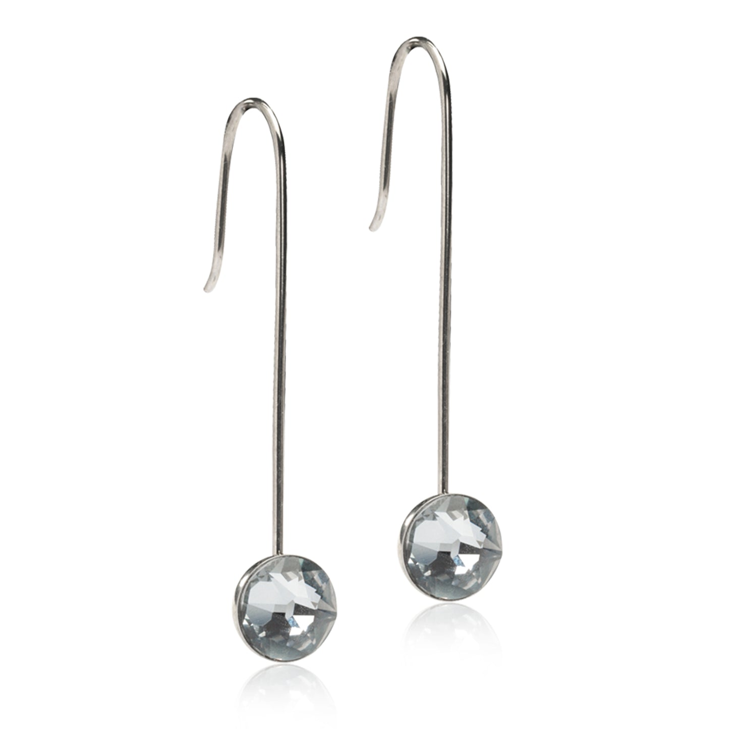 Bezel Hypoallergenic Drop Earrings | Silver Titanium | Grey