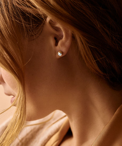 Bezel Earring 6 mm -GT