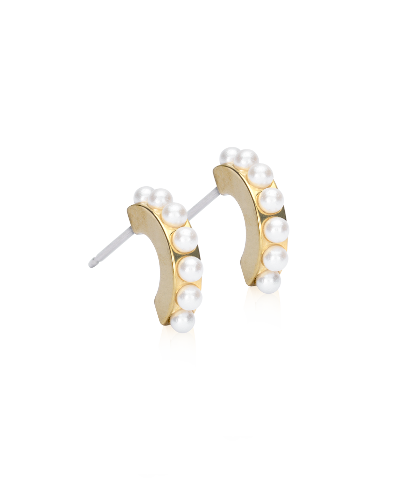 Pendant Pearl Curved Earring 10 mm -GT