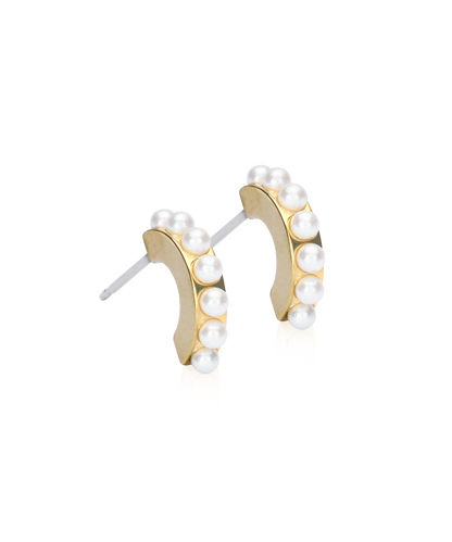 Pendant Pearl Curved Earring 10 mm -GT