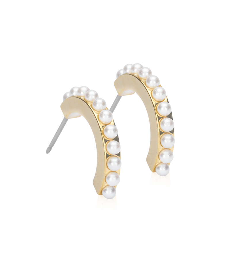 Pendant Pearl Curved Earring 15 mm -GT