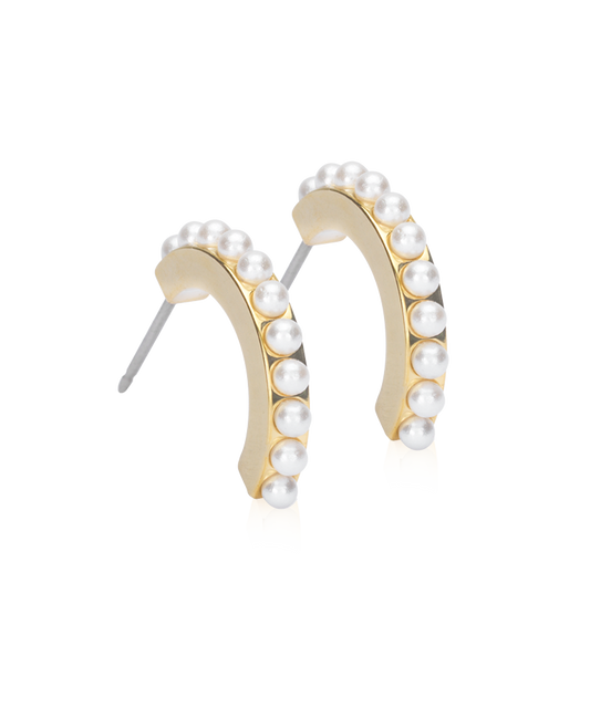 Pendant Pearl Curved Earring 15 mm -GT