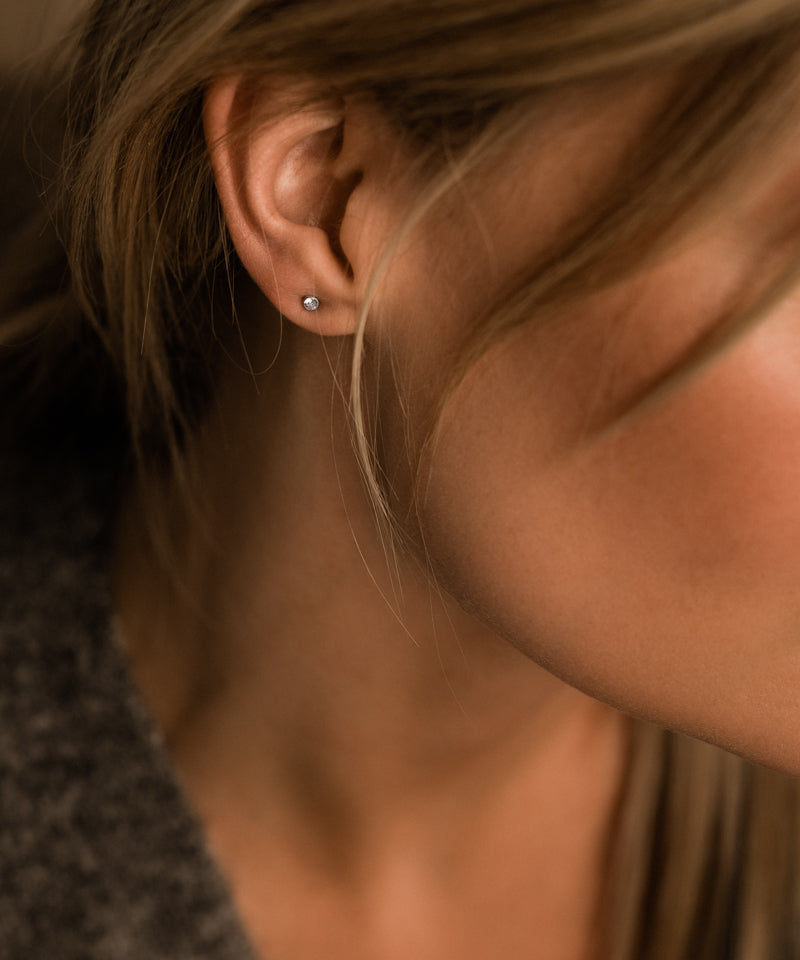 Bezel Earring 3 mm -ST