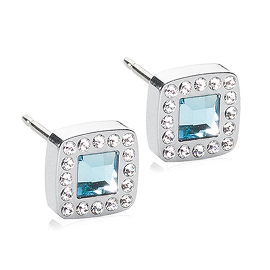 Cushion Brilliance Hypoallergenic Stud Earrings | Silver Titanium | 8mm