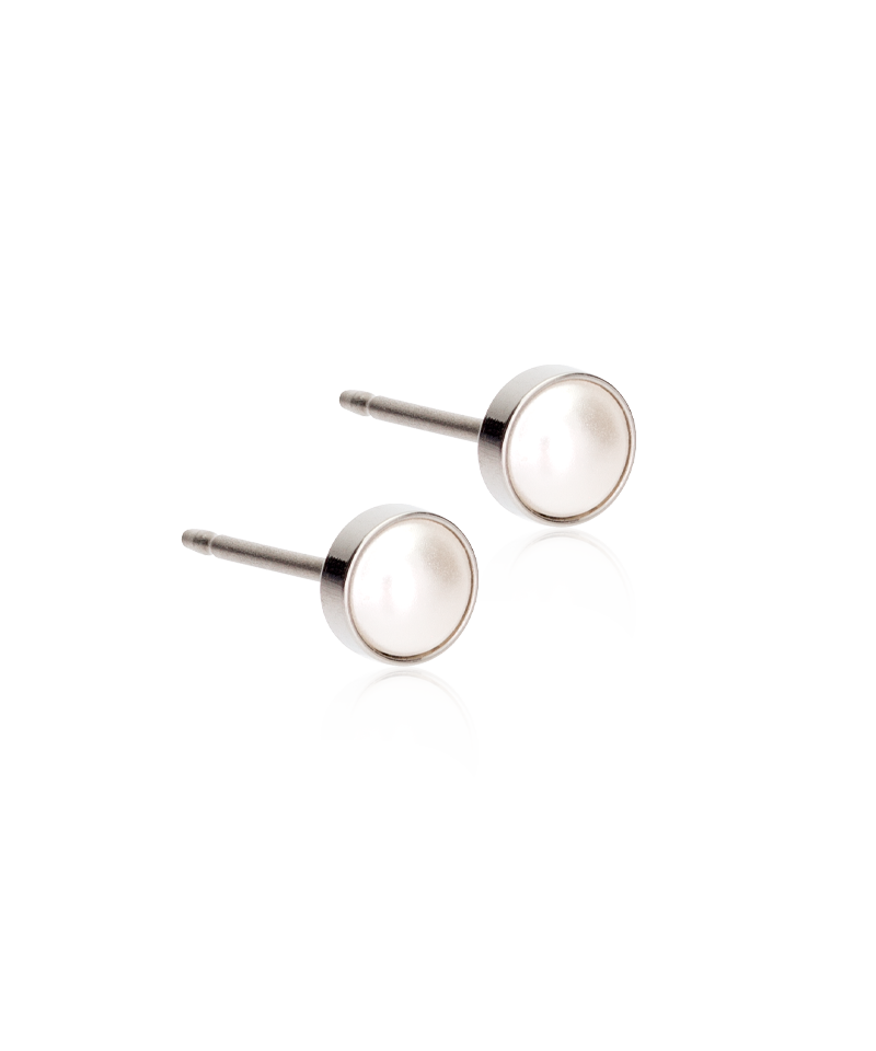 Bezel Pearl Earring -ST