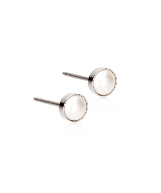 Bezel Pearl Earring -ST