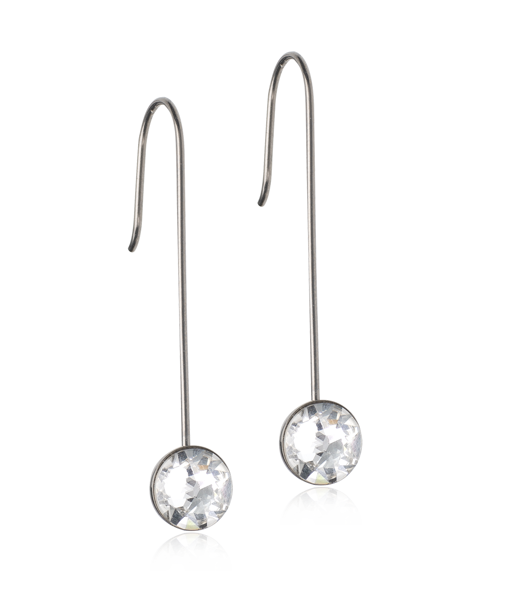 Straight Pendant Bezel Earring - Clear