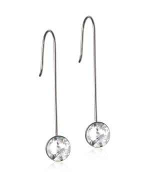 Straight Pendant Bezel Earring - Clear