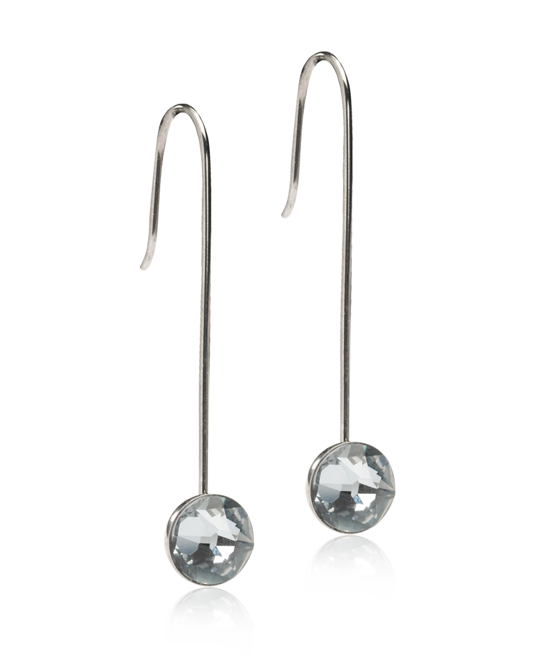 Straight Pendant Bezel Earring - Black