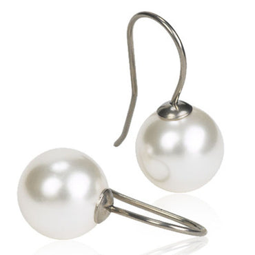 Titanium Pendant  Pearl Earring
