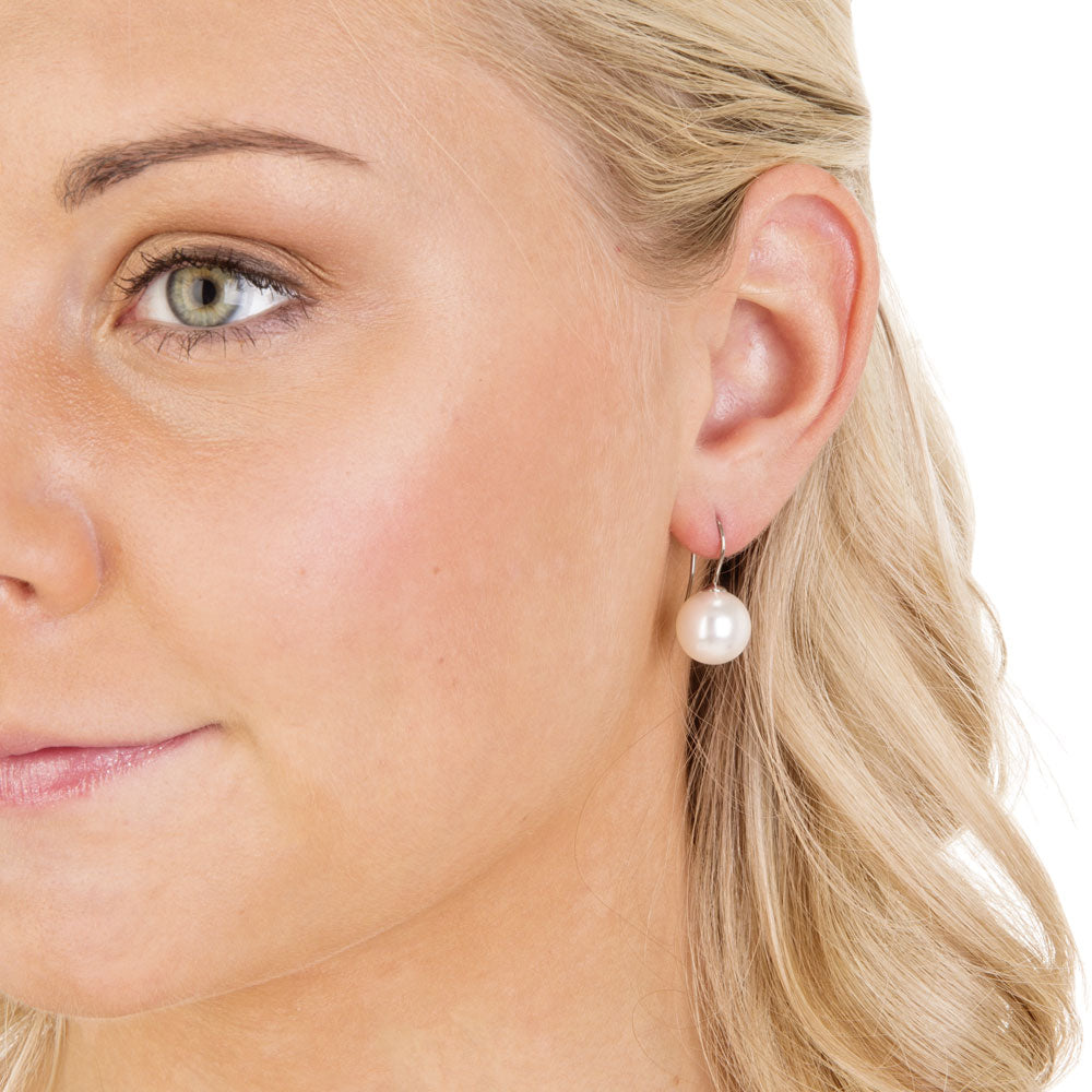 Titanium Pendant  Pearl Earring